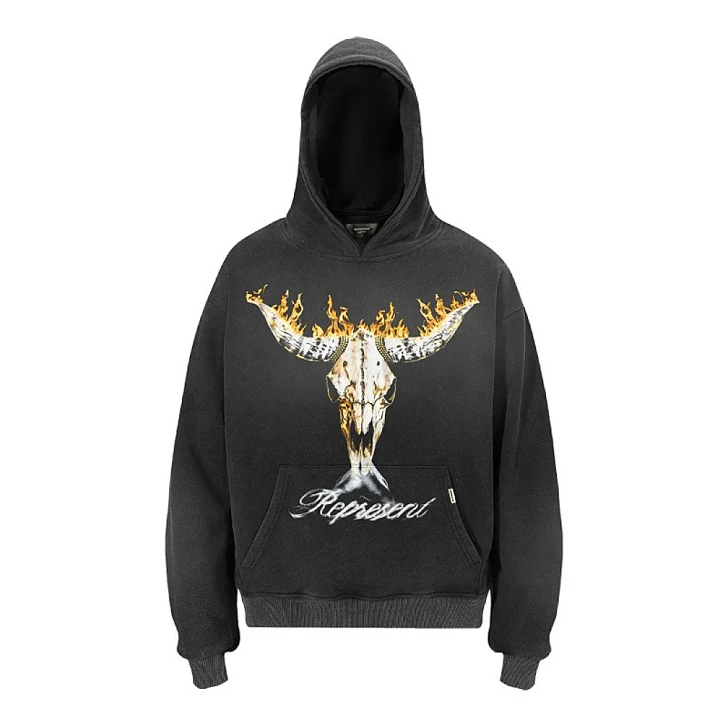 Represent British Cowboys Black Hoodie front view Represent British Cowboys Black Hoodie front view